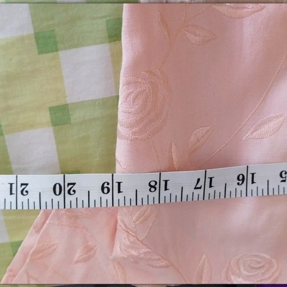 Victoria Holley Soft Pink w/Silky Floral Embroidery Linen Dress Women's Size 10 - Picture 8 of 11